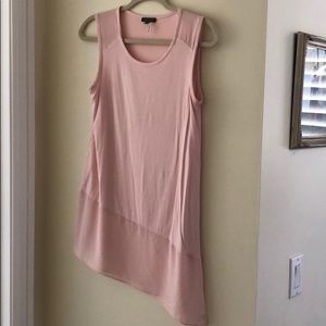 Pink cotton sheer A-symmetrical long tank
